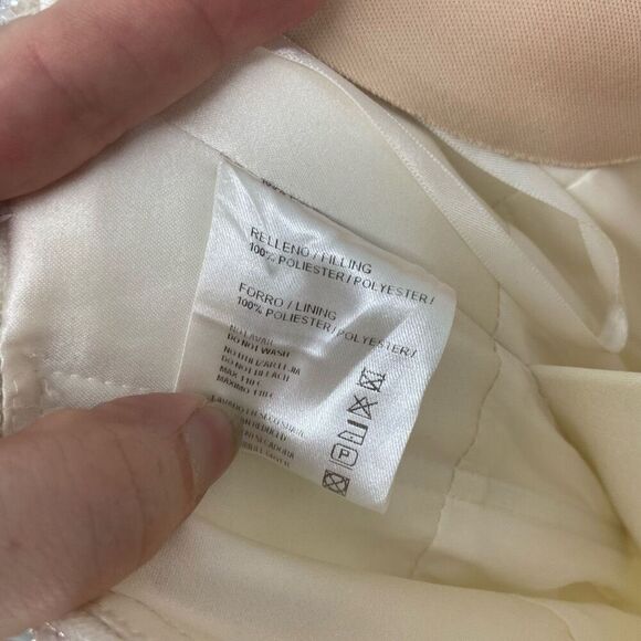 White On Women's White Vintage Strapless Beaded Lace Overlay Wedding Dress XS - Picture 10 of 10